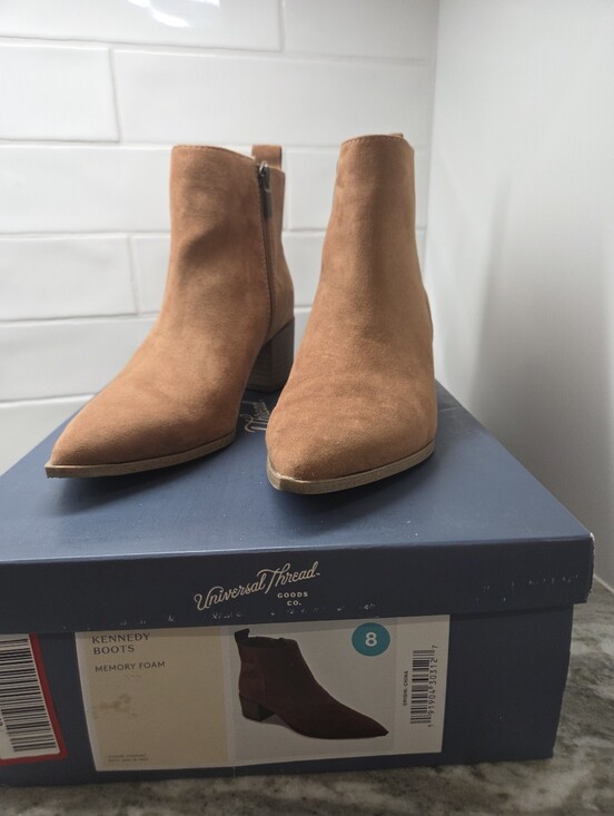 Universal Thread Shoes - Universal Thread Kennedy Brown Tan Pointed Toe Block Heel Ankle Boots 8